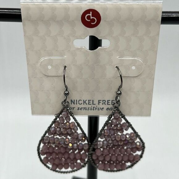 Dress Barn Antiqued Silver Mauve Seed Bead Tear Drop Earrings $16 ea or bundle 3 - Picture 4 of 7